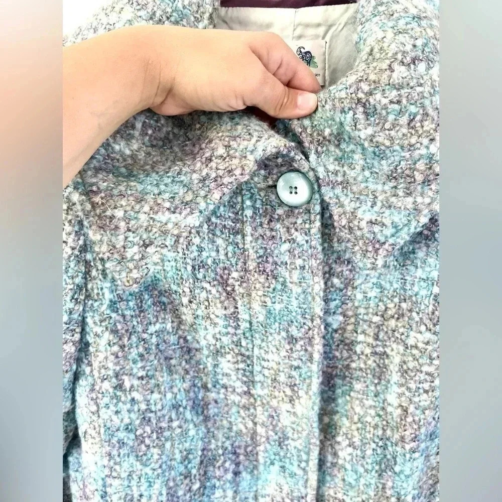 Donegal Design Irish Mohair‎ & Wool Blue Multicolor Button Front Jacket Sz Small - Picture 4 of 14
